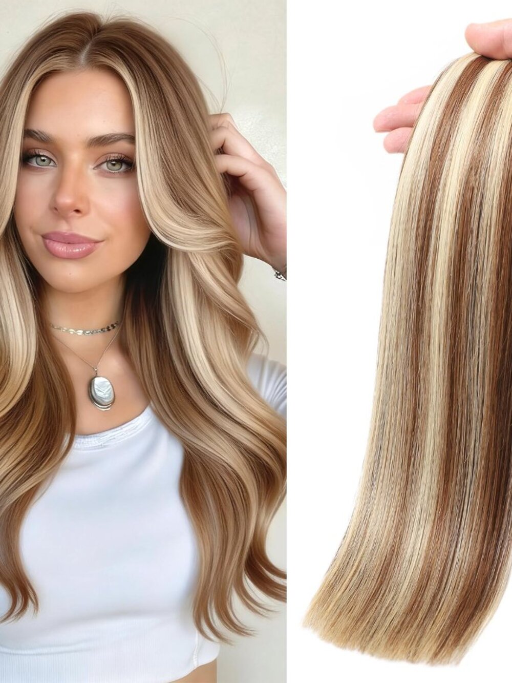 New in box Butterfly Weft Hair Extensions Human Hair Mixed Golden Brown Double W